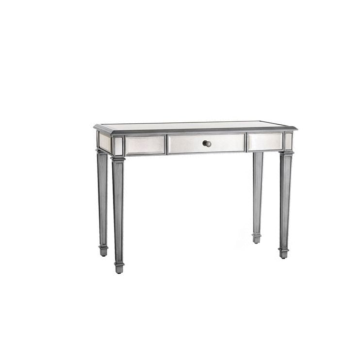 17.71" Wide Sliver Vanity Set with 3 Storage Drawers Glass Make-up Vanity