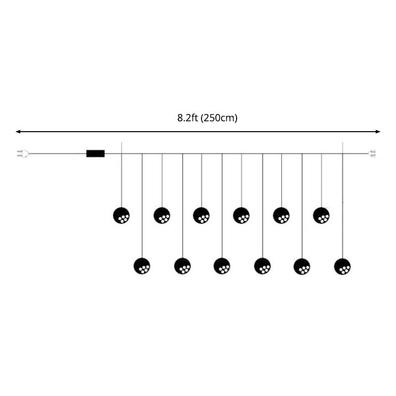Nordic Wishing Ball String Lamp Plastic 12-Lights Indoor Curtain Lights in Clear