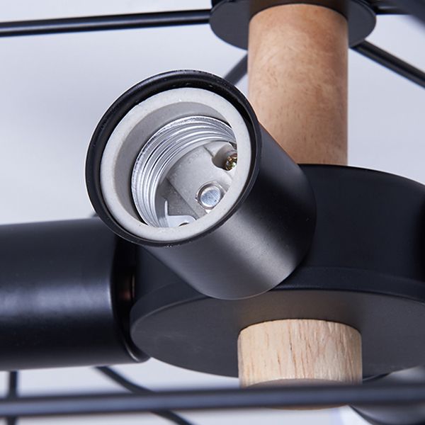 Industrial Flush Light Fixtures Cage-Shaped Iron Flush Mount Lamps for Bedroom