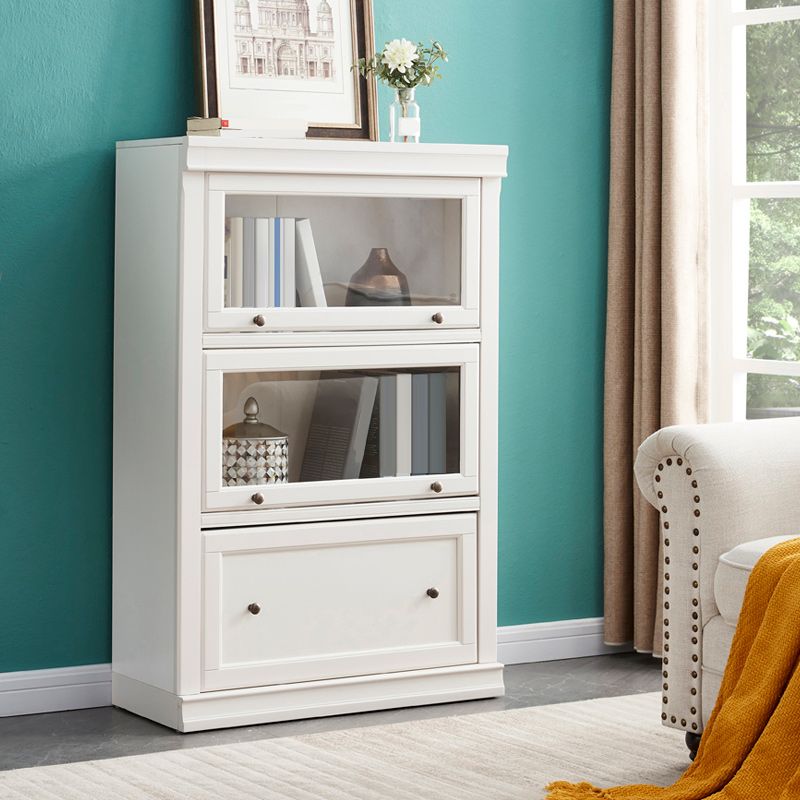 Contemporary Bookshelf With Doors Vertical Bookcase for Office Use