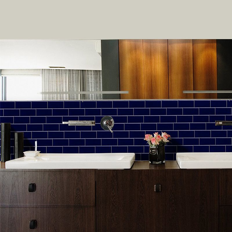 Dark Blue Brick Wallpaper Panels Self-Stick Farmhouse Washroom Wall Art, Removable