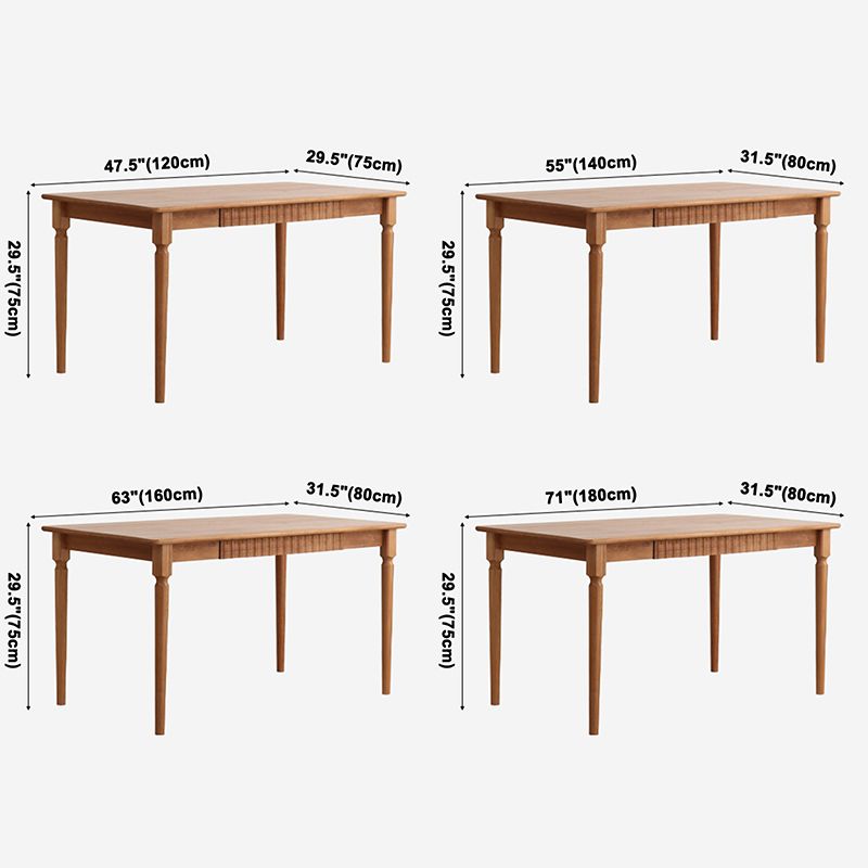 Table à manger rectangulaire moderne en bois massif de cerisier avec 4 pieds pour restaurant