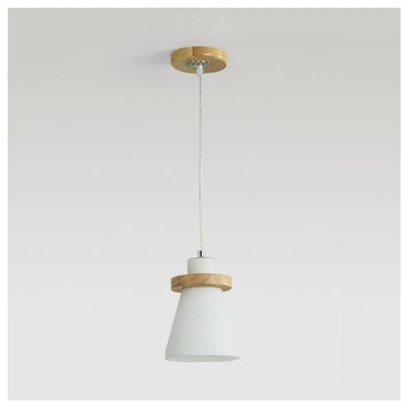 Lámpara colgante de sombra cónica blanca con dosel redondo de estilo simple iluminación colgante de vidrio de leche en blanco para el cargo