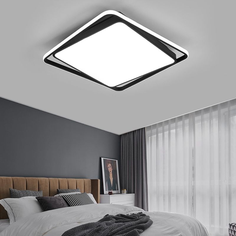 Square Led Surface Mount Ceiling Light Nordic Acryl Schwarz Flushmount Light for Bedroom