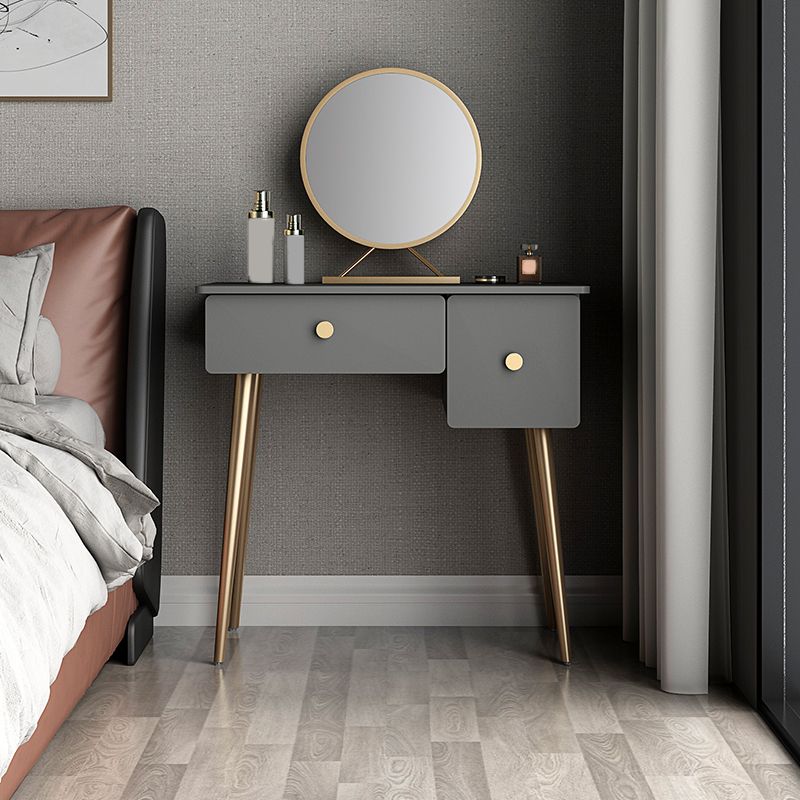 Glam Wooden/Metal Make-up Vanity with Drawer in Grey for Bedroom