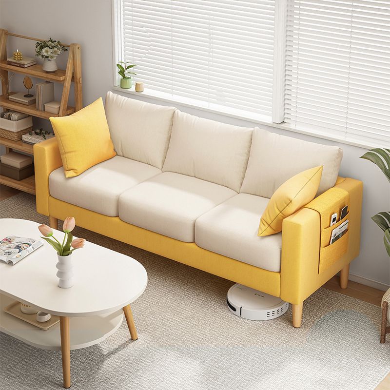 Square Arm Standard Sofa Pillows Included Settee with Metal Legs