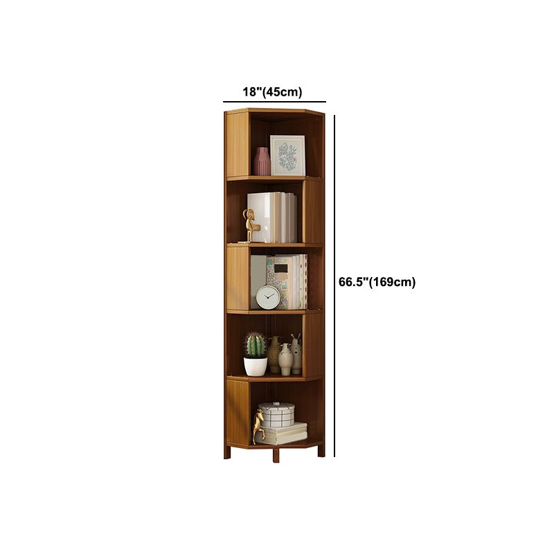 Mid-Century Modern Corner Cabinet with Shelves and Straight Legs in Brown