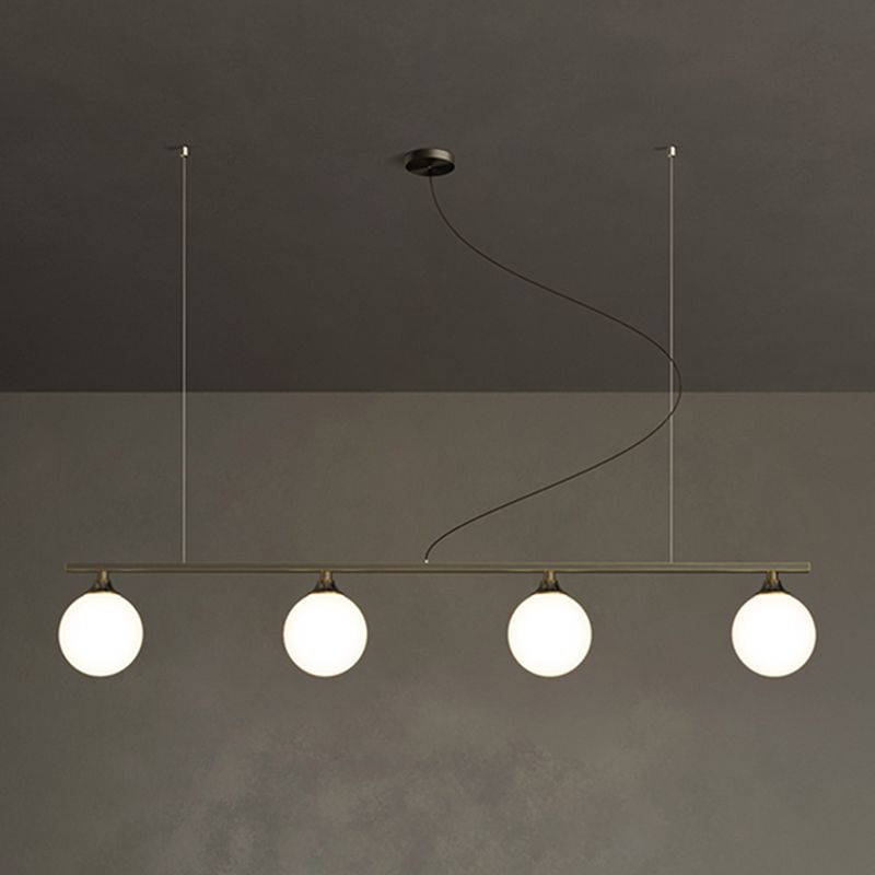 Simplicity Ball Shade Island Pendant Light Milky Glass Dining Room Hanging Light