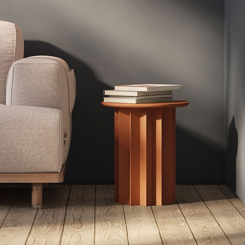 Scandinavian Round Solid Wood Top Side Table 19.6" Tall Pedestal End Table with