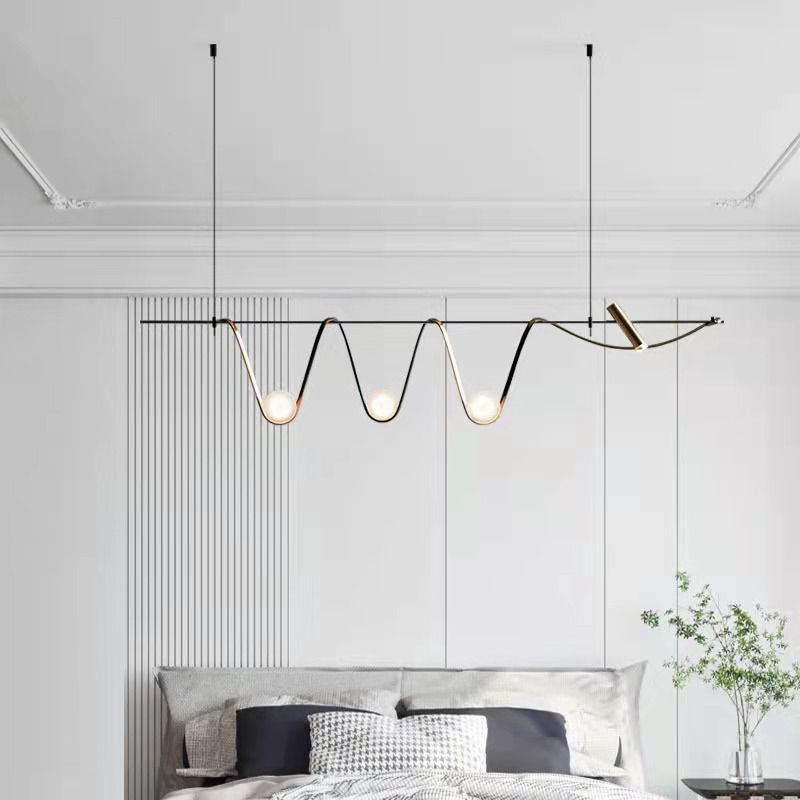 Modern Style Wave Shape Island Pendants Metal Pendant Lights for Dining Room