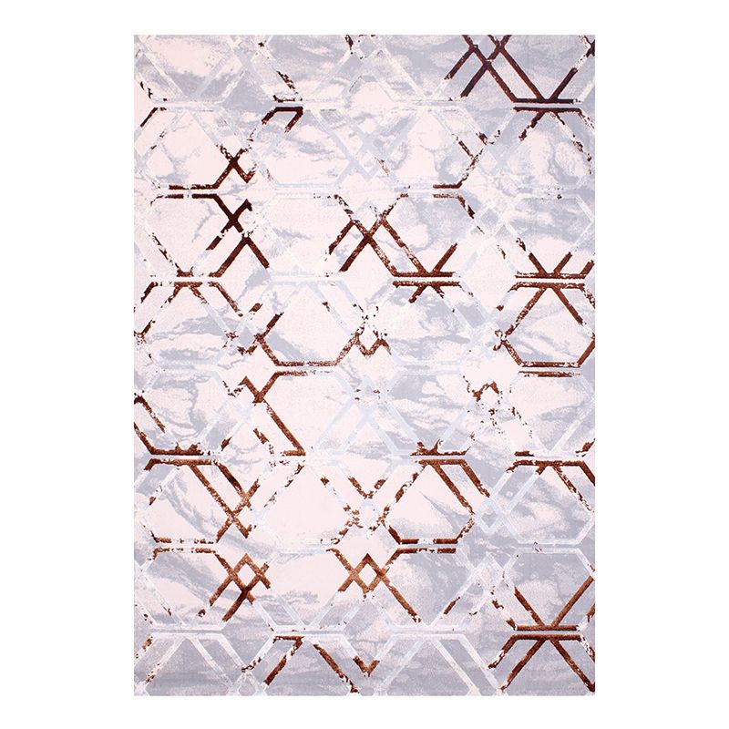Brown Abstract Pattern Rug Polyester Washable Area Rug Washable Rug for Living Room