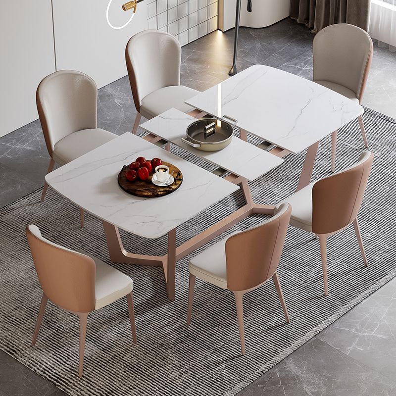 Extendable Sintered Stone Top Dining Set Rectangle 1/4/5/7 Pieces Dining Table with Chairs