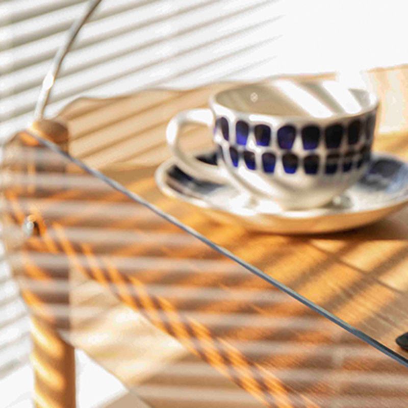 Rectangular Solid Wood End Table with Casters 28.7" Tall 2-Tier Side Table in Brown