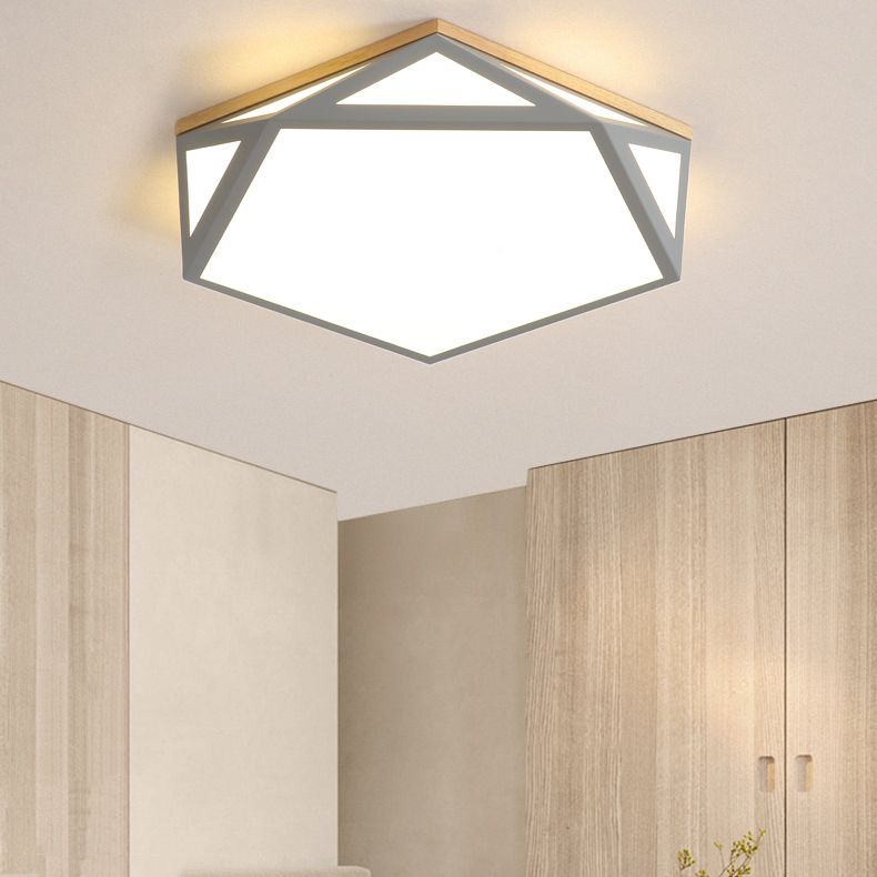 Plafonnier Hexagonal à 1 lumière, éclairage de plafond moderne en métal de Style Macaron pour chambre à coucher