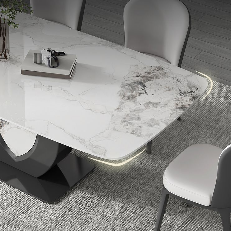 Contemporary 1/4/5/6/7 Pieces Dining Room Table Rectangle Stone Furniture in White