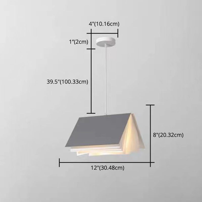Book Shape Hanging Pendant Light Macaron Fabric Pendant Light Fixtures for Library