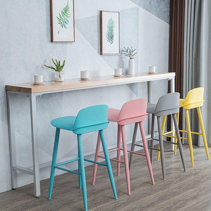 Brown Solid Wood Bar Table White Legs and Metal Base Bar Table