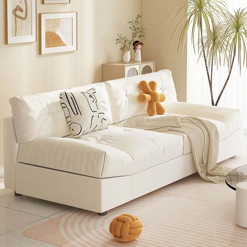Modern Style Fabric Sofa in Off-White Living Room Square Arm Sofa