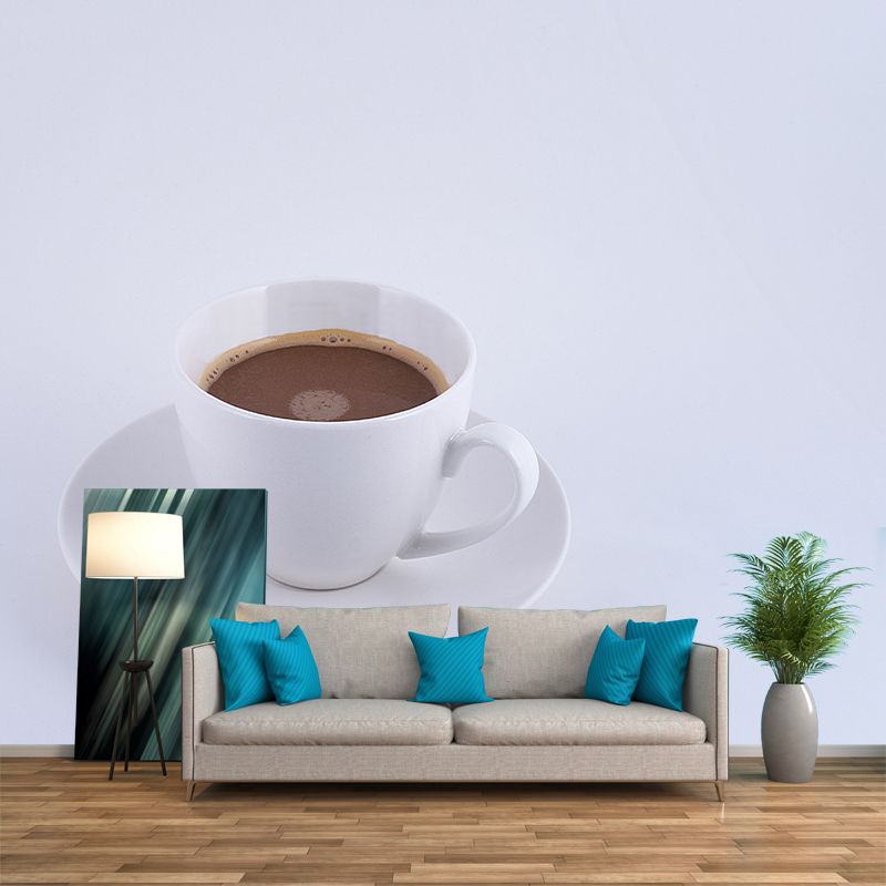 Cup of Coffee Mural Mildew Resistant for Coffee Shop, Moisture Resistant
