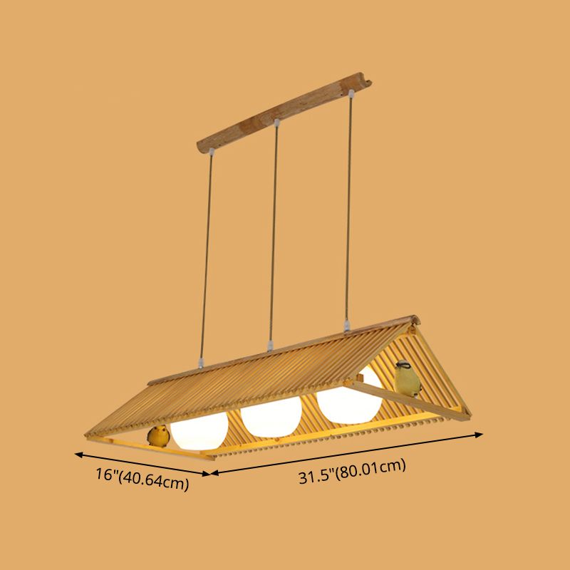 Triangle Island Pendant Asian Wood Pendant Lighting in Natural Wood