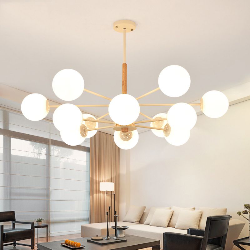 Kugelförmige Form Kronleuchter leichter moderne Glasglas Multi -Licht -Hanglampe für das Lernen