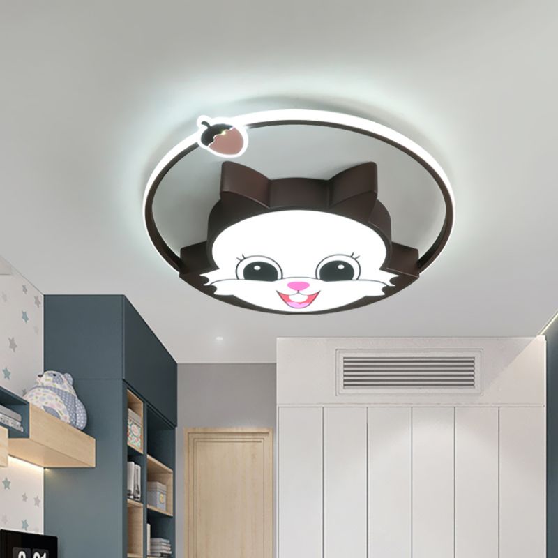 Acrylic Squirrel-Like Flush Mount Lighting Cartoon LED Flush Ceiling Lamp Fixture in Coffee