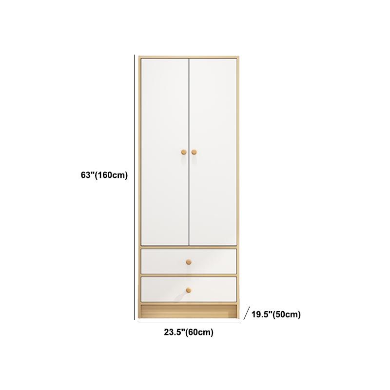 Modern Wooden Wardrobe White Colour Cloth Rod Included Wardrobe Closet for Home