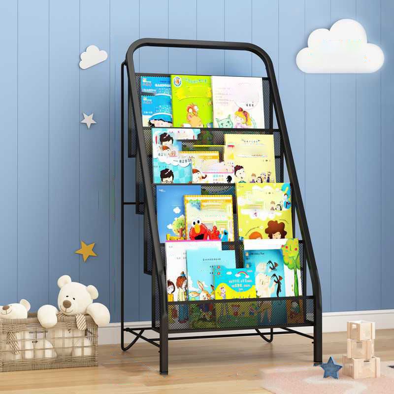 Industrial Iron Ladder Bookshelf White and Black Closed Back Bookcase for Home