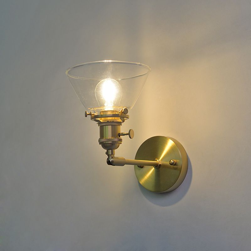 Bowl Wall Sconce Lighting Industrial Style Glass 1 Light Wall Mounted Light