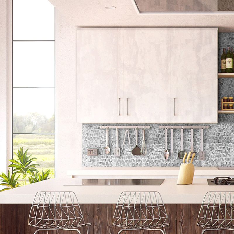 Mosaic Tile Wallpaper Waterproof Peel and Stick Wall Tile with Hexagonal Shape