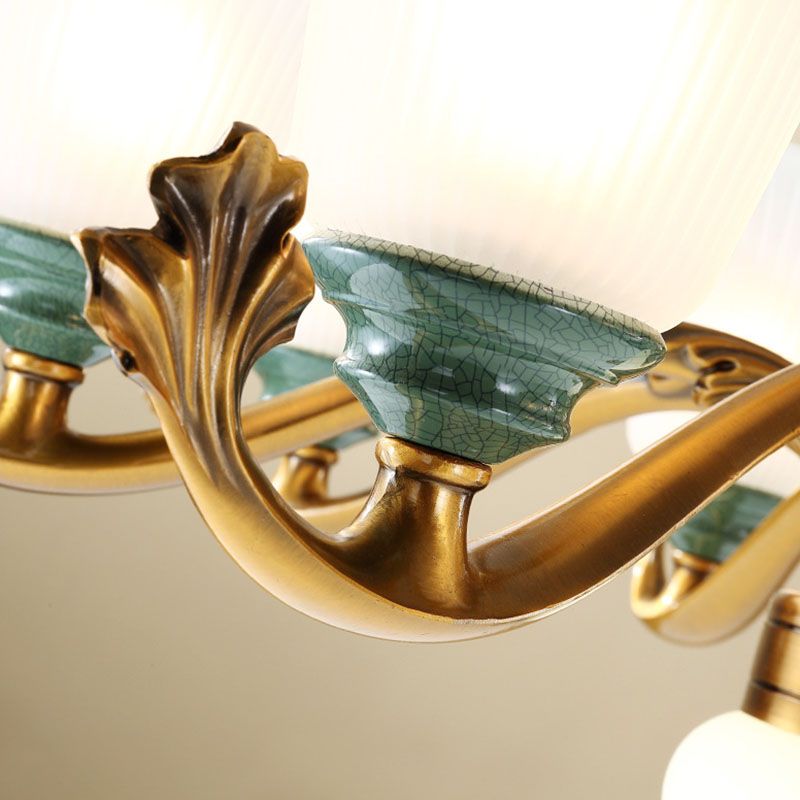 Luz de suspensión de latón simple de lámpara colgante de vidrio ópalo para comedor para comedor