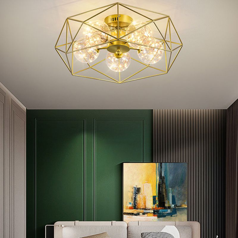 Modern Simple Iron Ceiling Light Geometry Shape Ceiling Lamp for Bedroom