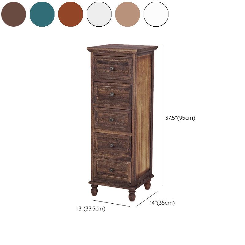 Nautical Solid Wood Storage Chest Bedroom Vertical Chest with Drawers