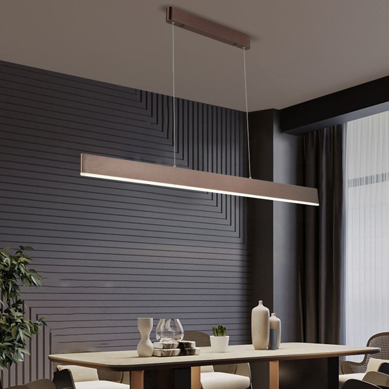 Modern Aluminum Island Light Rectangle 1-Light Restaurant Hanging Lamp with Acrylic Shade