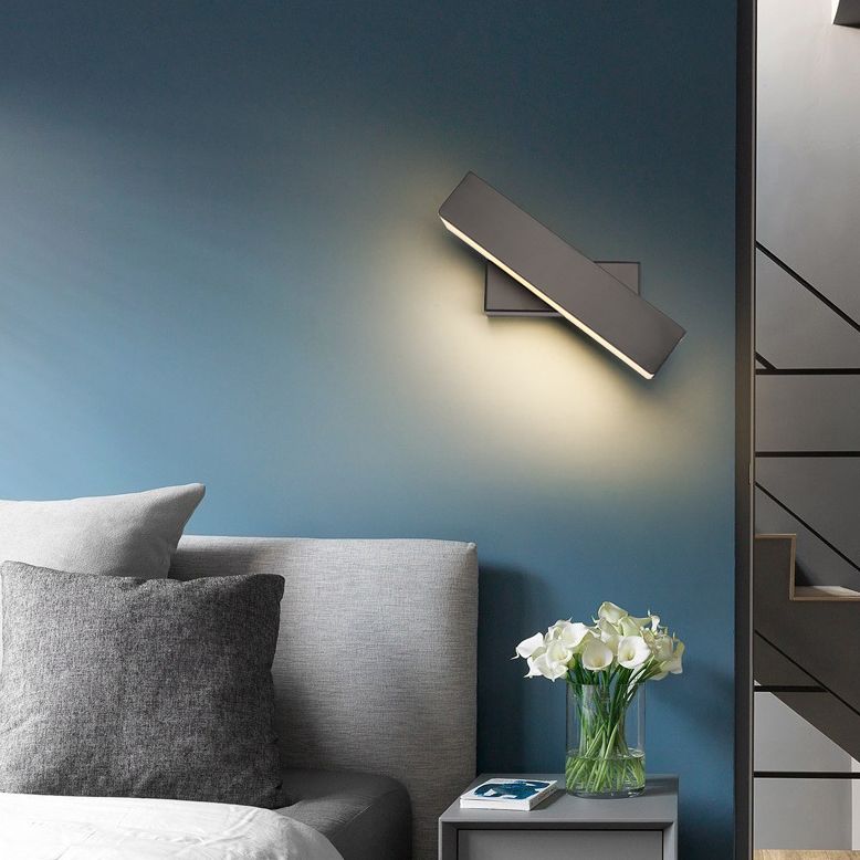 10" Wide Rectangular Acrylic LED Wall Lamp Modern Style Rotatable Bedside Light for Bedroom