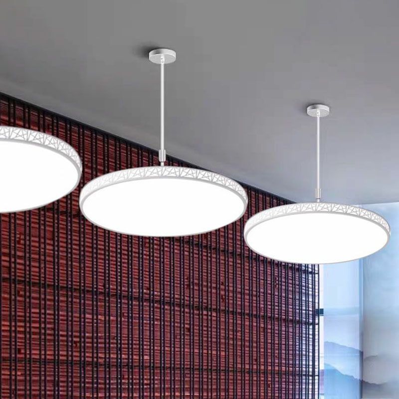 Metallic Hollow-Carved LED Suspension Light Modern Style Chandelier Lighting for Conference Room