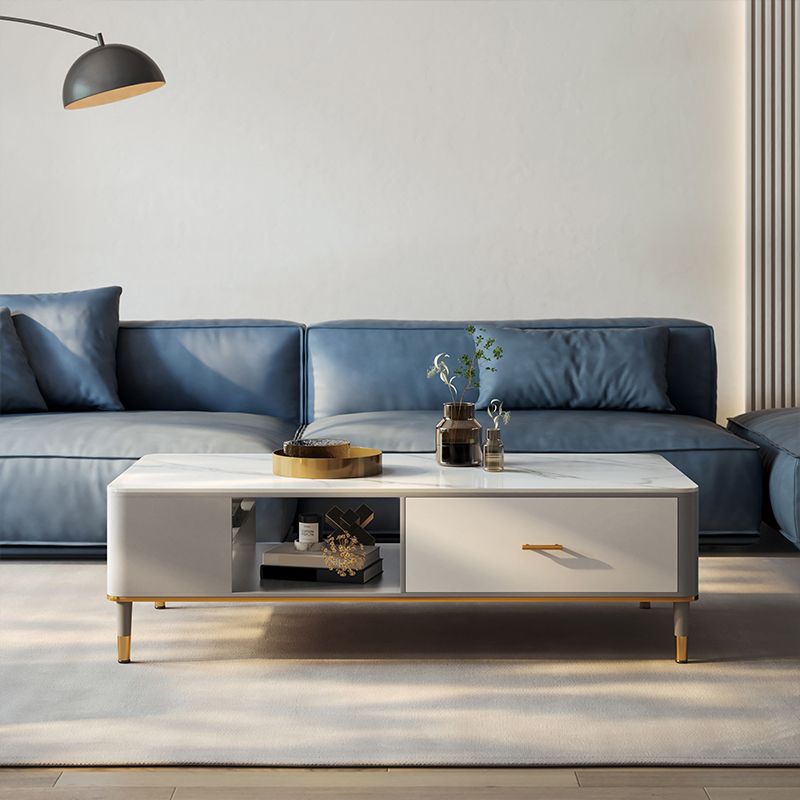 Glam 4 Legs Coffee Table Slate Rectangular Coffee Table Set for Home