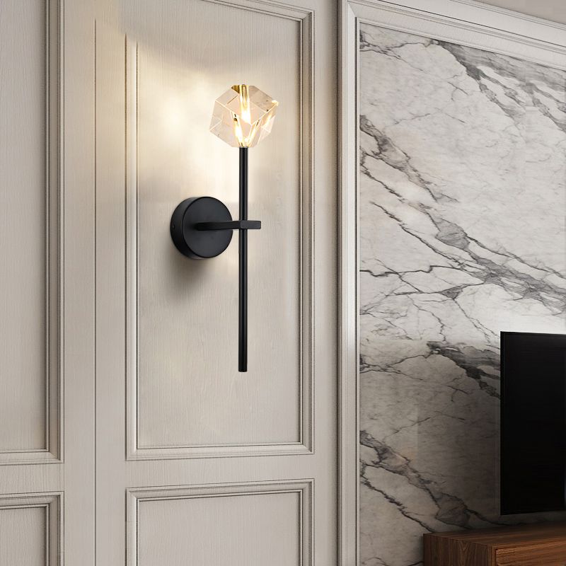 1 Light Wall Sconce Postmodern Style Crystal Wall Lighting for Living Room