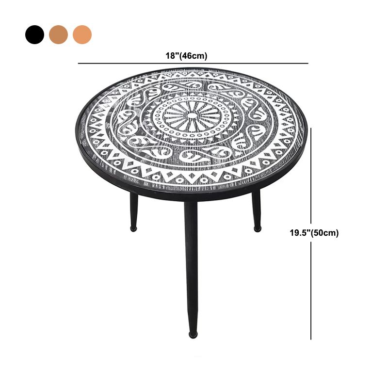 Solid Wood Round Side End Table Rustic 3 Legs End Slide Table