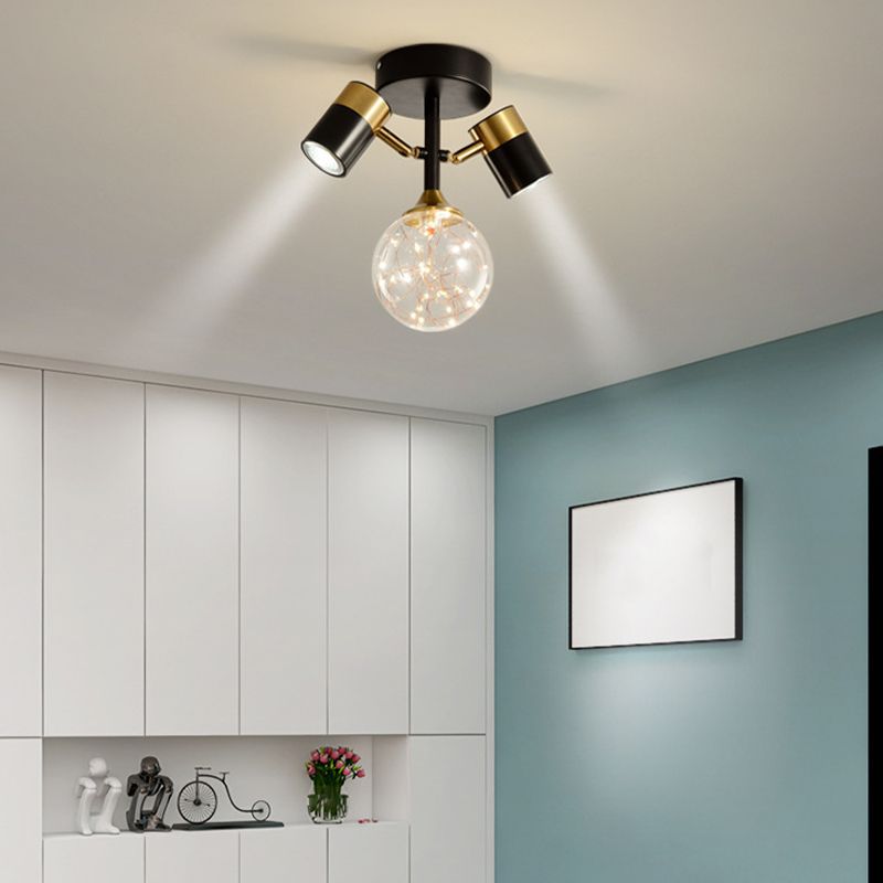 Contemporary Ceiling Light Fixture Metal Semi Flush Mount in Black for Corridor