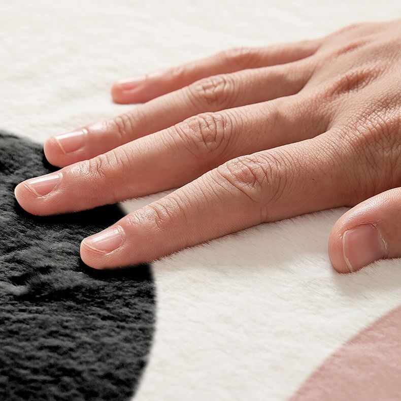 White Tone Relaxing Area Rug Polyester Buffalo Plaid Rug Non-Slip Backing Indoor Rug for Living Room