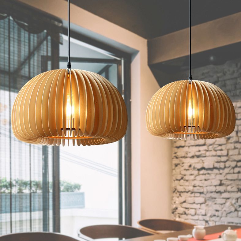 Pumpkin suspendue plafonnier simple bois beige pendant suspendu pour salle à manger