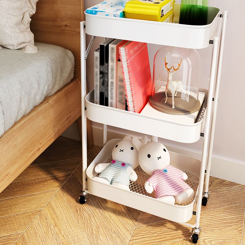 Contemporary Metal Etagere Bookshelf Stackable Open Bookcase with Caster Wheels