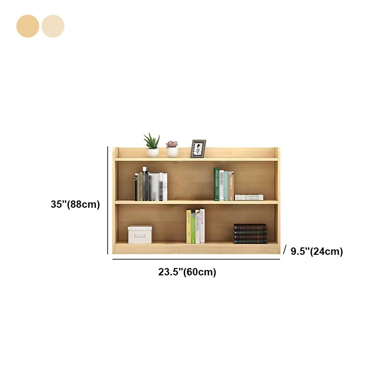 Closed Back Bookshelf Solid Wood Contemporary Style Natural Bookcase for Office