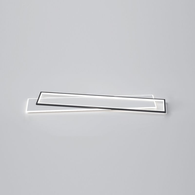 Metal Rectangular Close to Ceiling Lighting Modern LED Black Ceiling Light