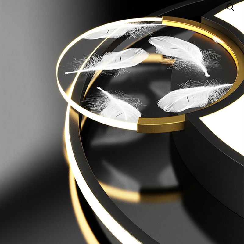 Modern Feather Ceiling Light Metal Geometric LED Flush Mount Light for Living Room