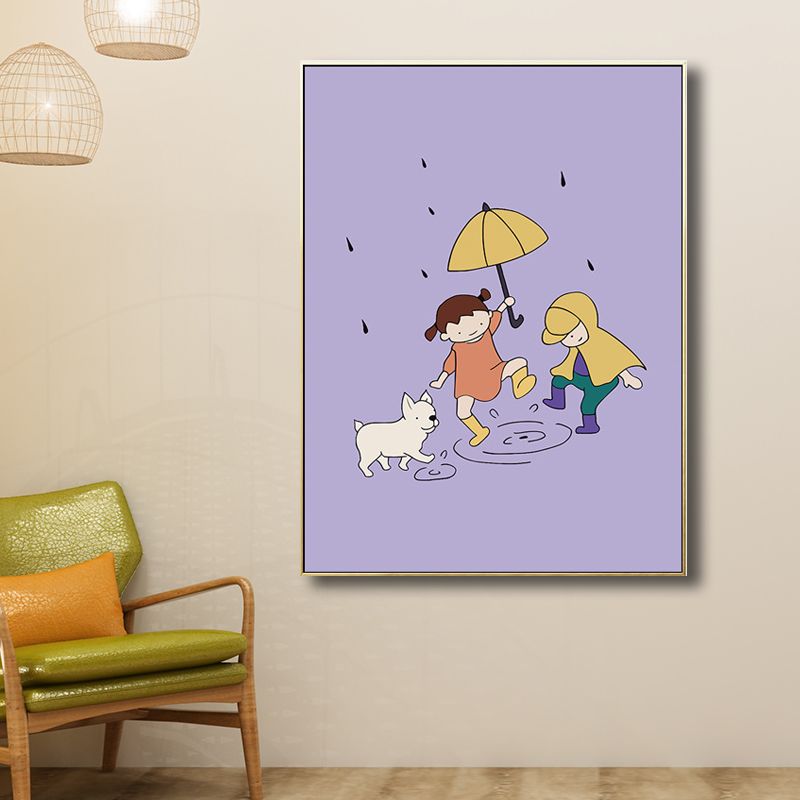 Family Moments Drawing Wall Art Pastel Canvas Print Wall Decor, Textured Surface