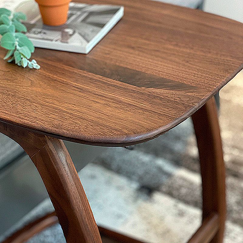 Scandinavian Rectangular Sofa Side Table C Shape Wood End Table