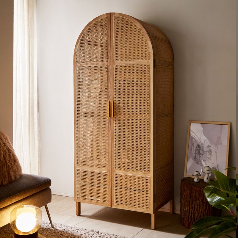 Modern Style Wardrobe Cabinet Solid Wood Wardrobe Armoire with Shelves