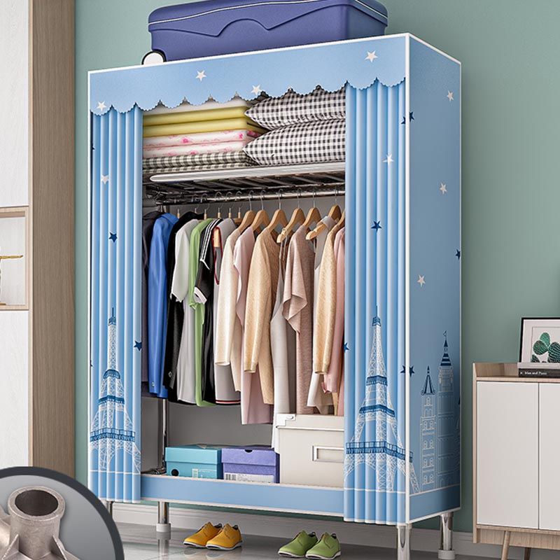 Contemporary Wardrobe Armoire with Shelves Steel Wardrobe Closet for Home